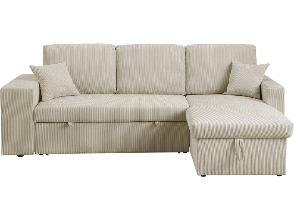 Sofá esquinero convertible/reversible de pana "Axel" - 3 plazas - Beige
