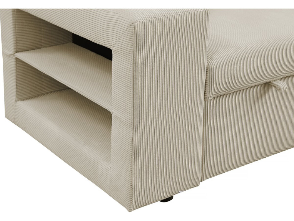 Sofá esquinero convertible/reversible de pana "Axel" - 3 plazas - Beige