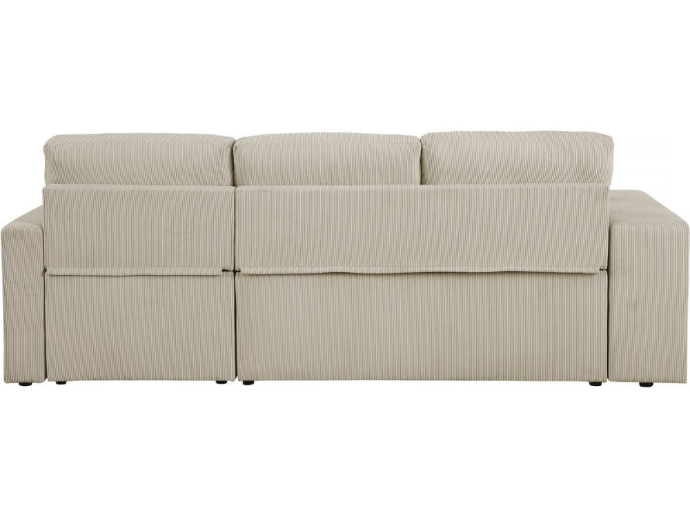 Sofá esquinero convertible/reversible de pana "Axel" - 3 plazas - Beige