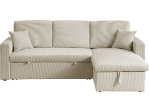 Sofá esquinero convertible de pana «Alain» - 3 asientos - Beige
