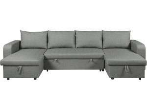 Sofá cama esquinero panorámico "Victor" de tela - 4 plazas - Gris