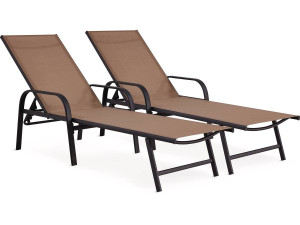 Juego de 2 tumbonas metálicas "Farniente" - Taupe