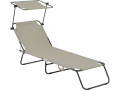 Tumbona plegable "Lazy" - Con sombrilla - Taupe - Topo