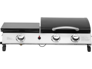 Plancha de gas con tapa "Rasio" - 7,5 KW - 3 fuegos - Negra
