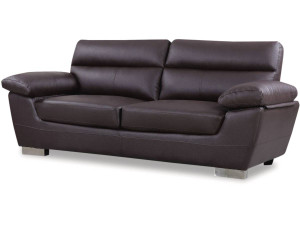 Sofá cuero reconstituido/PVC "Dallas" - 3 plazas - Chocolate