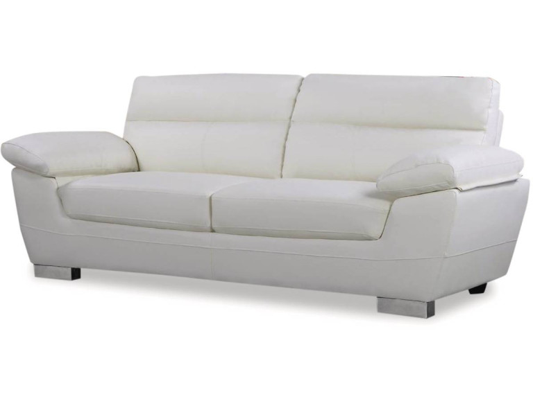 Sofá cuero reconstituido/PVC "Dallas" - 3 plazas - Blanco