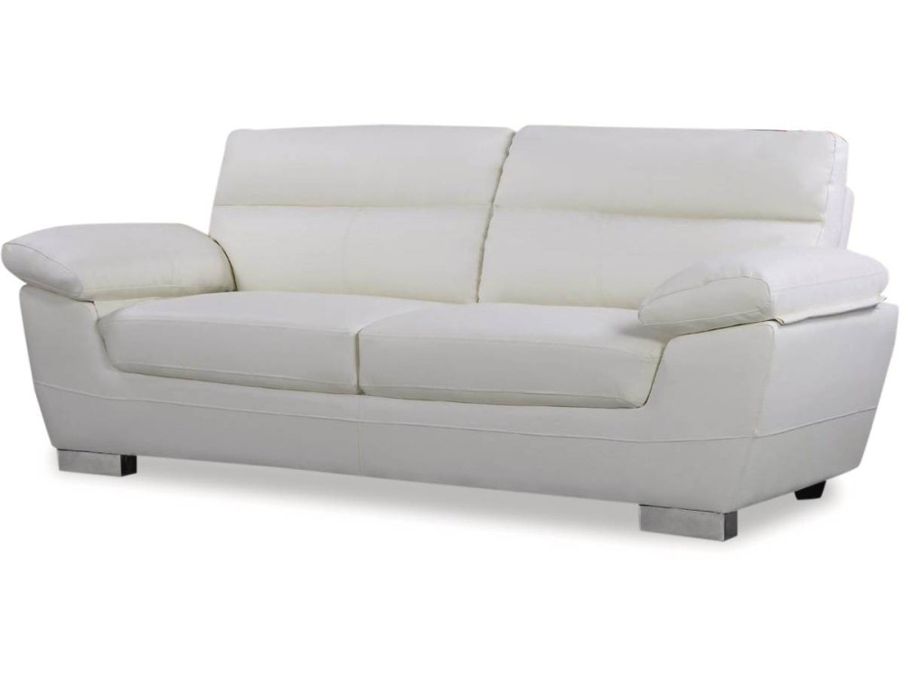 Sofá cuero reconstituido/PVC "Dallas" - 3 plazas - Blanco