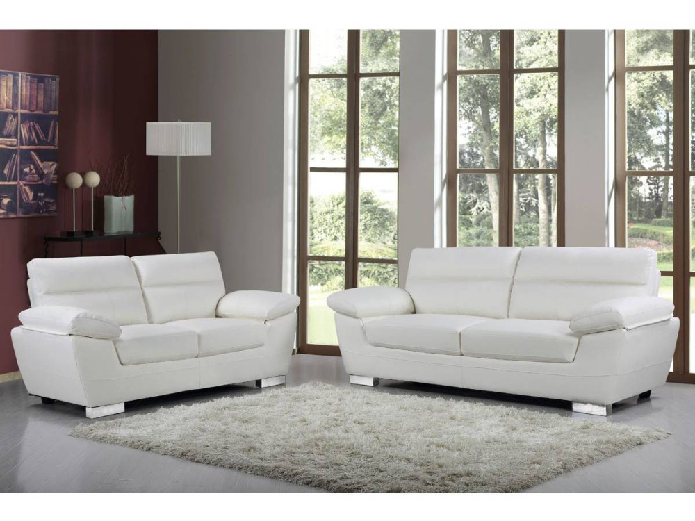 Sofá cuero reconstituido/PVC "Dallas" - 3 plazas - Blanco
