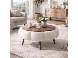 Mesa baja de madera Papatya 60" - 60 x 60 x 44 cm - Blanco