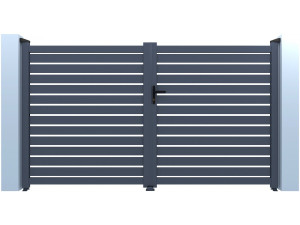 Puerta de aluminio semiperforada «Julien» - 300 x 140 cm - Gris