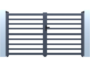 Puerta de aluminio calada "Martin" - 340 x 180 cm - Gris