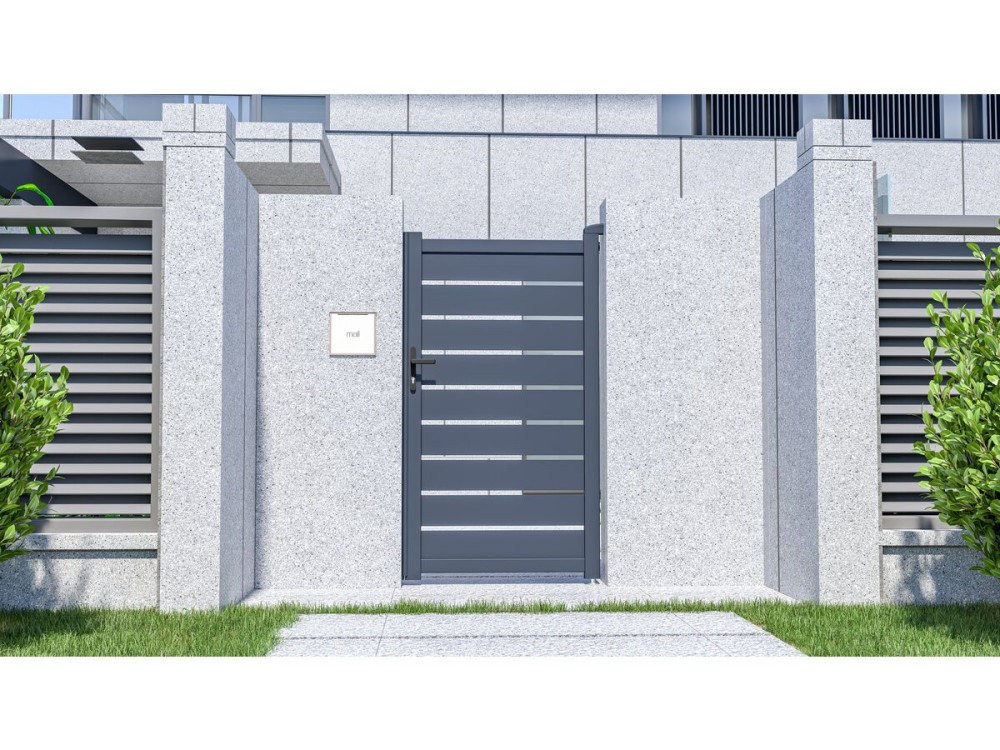 Puerta peatonal incorporada de aluminio "Bastien" - 100 x 176 cm - Antracita