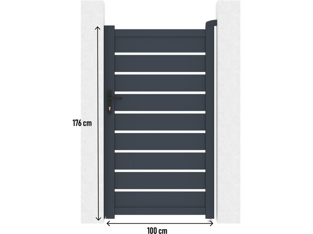 Puerta peatonal incorporada de aluminio "Bastien" - 100 x 176 cm - Antracita