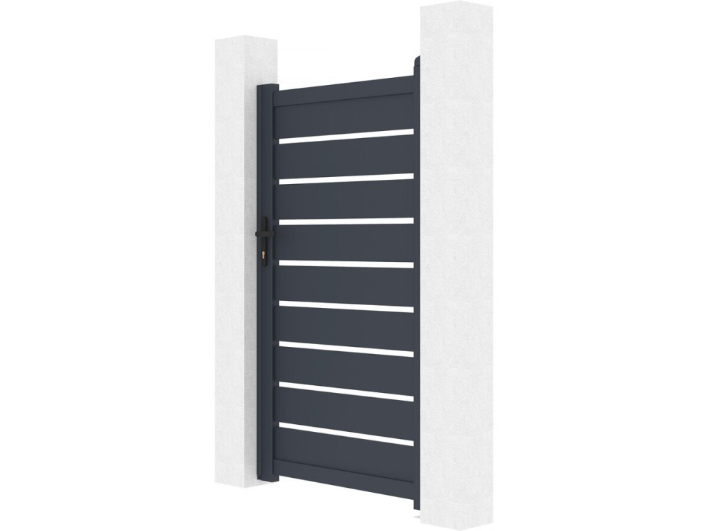 Puerta peatonal incorporada de aluminio "Bastien" - 100 x 176 cm - Antracita
