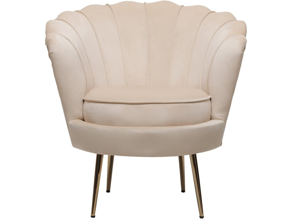 Sillón de terciopelo "Floria" - 75 x 68 x 77,5cm - Beige