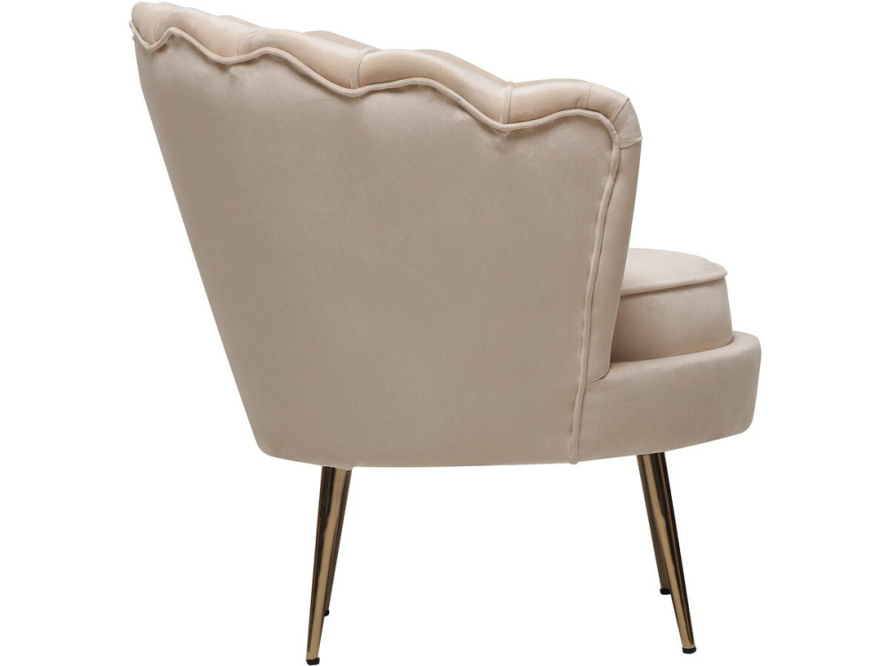 Sillón de terciopelo "Floria" - 75 x 68 x 77,5cm - Beige