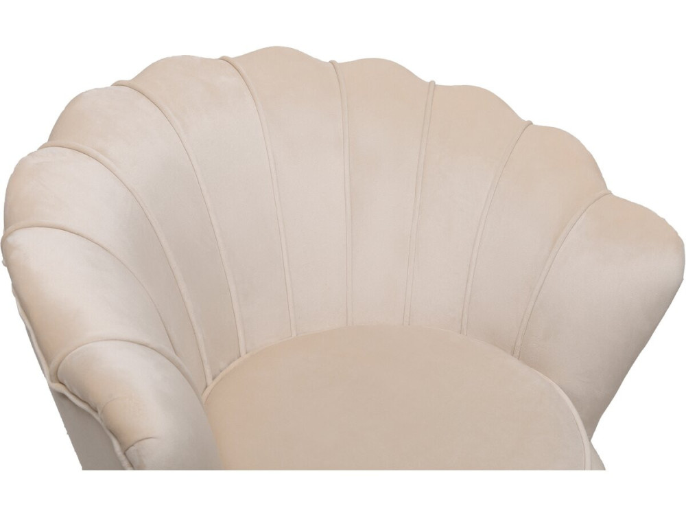 Sillón de terciopelo "Floria" - 75 x 68 x 77,5cm - Beige