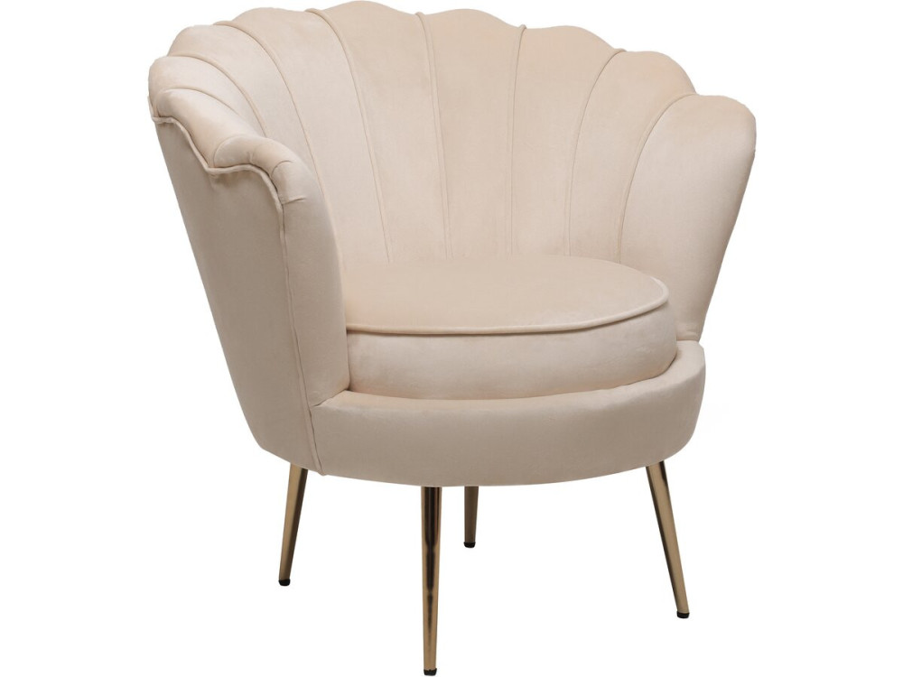 Sillón de terciopelo "Floria" - 75 x 68 x 77,5cm - Beige