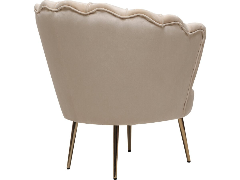 Sillón de terciopelo "Floria" - 75 x 68 x 77,5cm - Beige