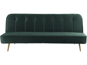 Sofá cama/clic clac terciopelo "James" - 180 x 83 x 75 cm - 3 plazas - Verde oscuro