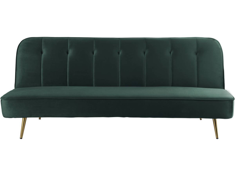 Sofá cama/clic clac terciopelo "James" - 180 x 83 x 75 cm - 3 plazas - Verde oscuro
