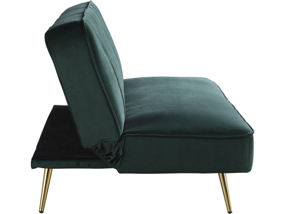 Sofá cama/clic clac terciopelo "James" - 180 x 83 x 75 cm - 3 plazas - Verde oscuro
