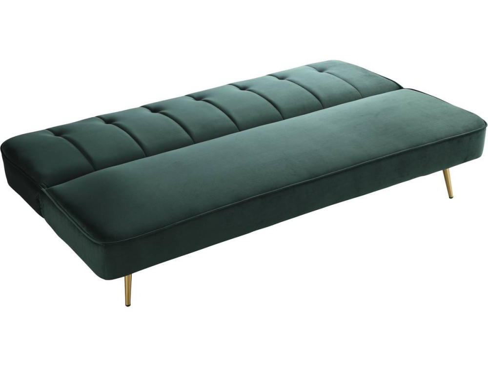 Sofá cama/clic clac terciopelo "James" - 180 x 83 x 75 cm - 3 plazas - Verde oscuro