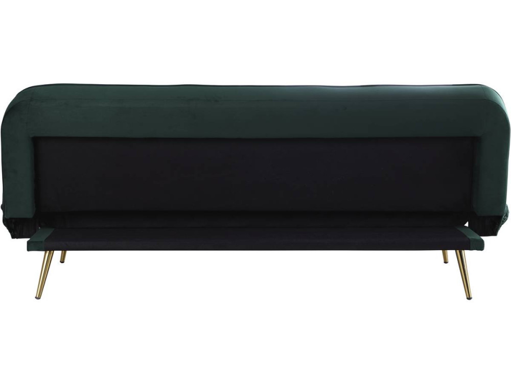 Sofá cama/clic clac terciopelo "James" - 180 x 83 x 75 cm - 3 plazas - Verde oscuro
