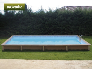 Piscina rectangular de hormigón con aspecto de madera en kit «Naturalis» - 4,67 x 3,24 x 1,28 m