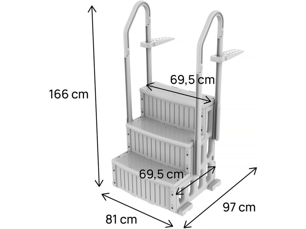 Escalera individual para piscina "Nathan" - 3 escalones - plástico