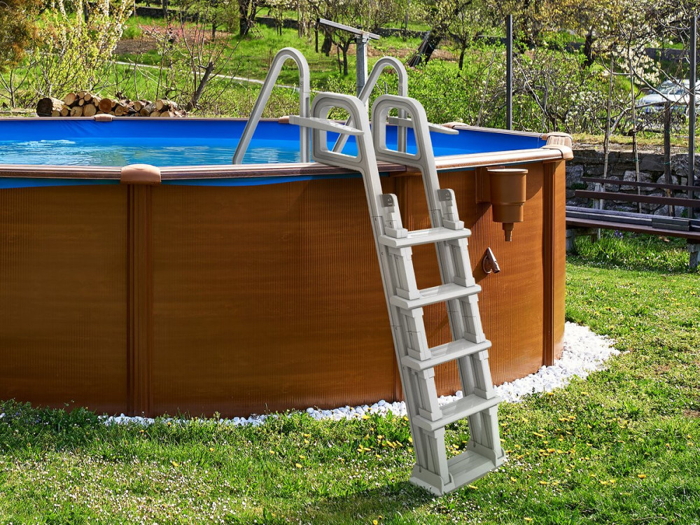 Escalera doble de piscina "Mario" con sistema de seguridad para niños
